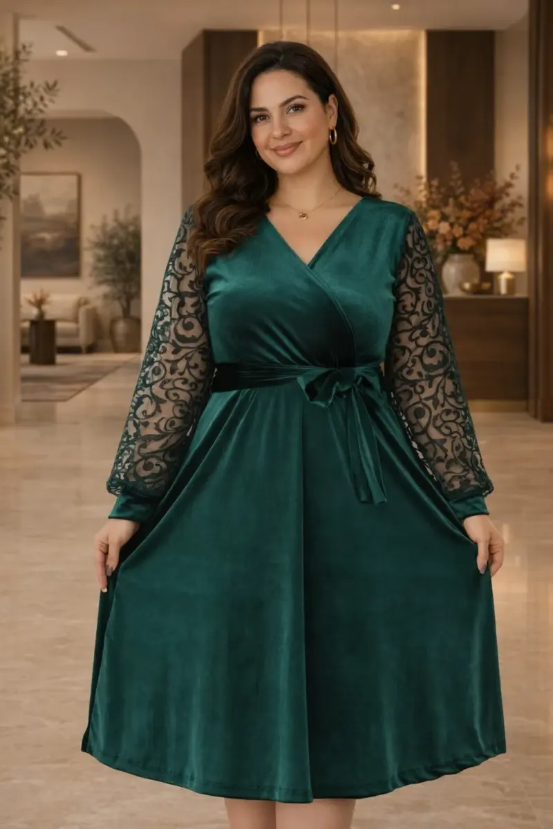 Rochie Anika Catifea Smarald